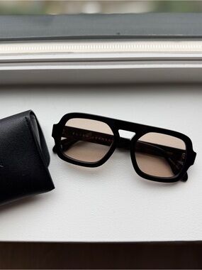 Black Frame Sunglasses with Light Brown Lenses - Women's Accessories